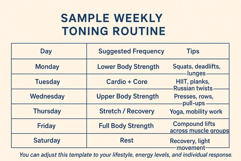 Achieving the Perfect Tone: How Often Should You Exercise for Results? 4 Weekly exercise Wiltshire plan graphic