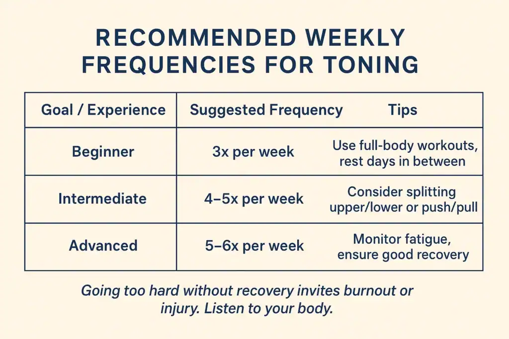 Achieving the Perfect Tone: How Often Should You Exercise for Results? 2 Graphic to show how often you should do exercise to help with toning Wiltshire