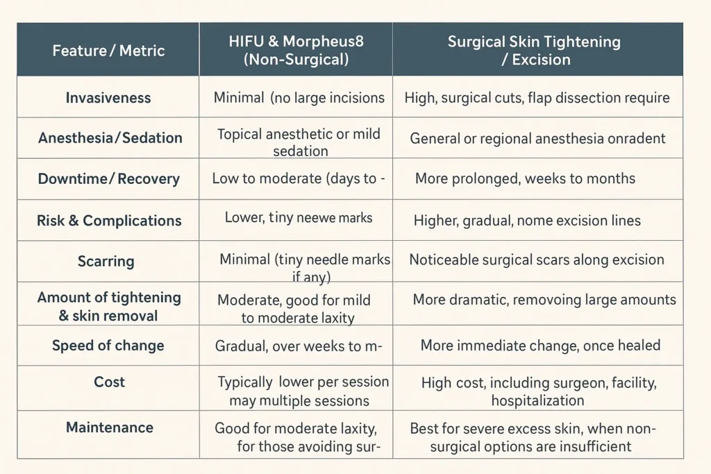 The Science of Skin Tightening 2 Table of skin tightening Wiltshire benefits compared to surgical options